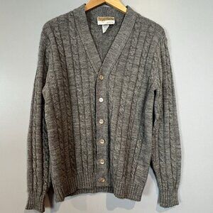 Mens Vintage Gray Cardigan Sweater Jantzen Country Squire Size‎ Large Grandpa